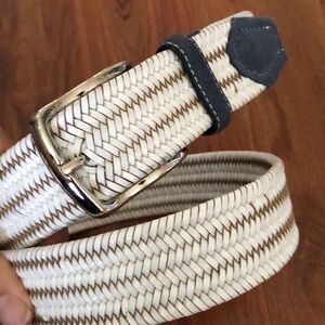 Bill Lavin Italee fine leather white braided belt￼ L